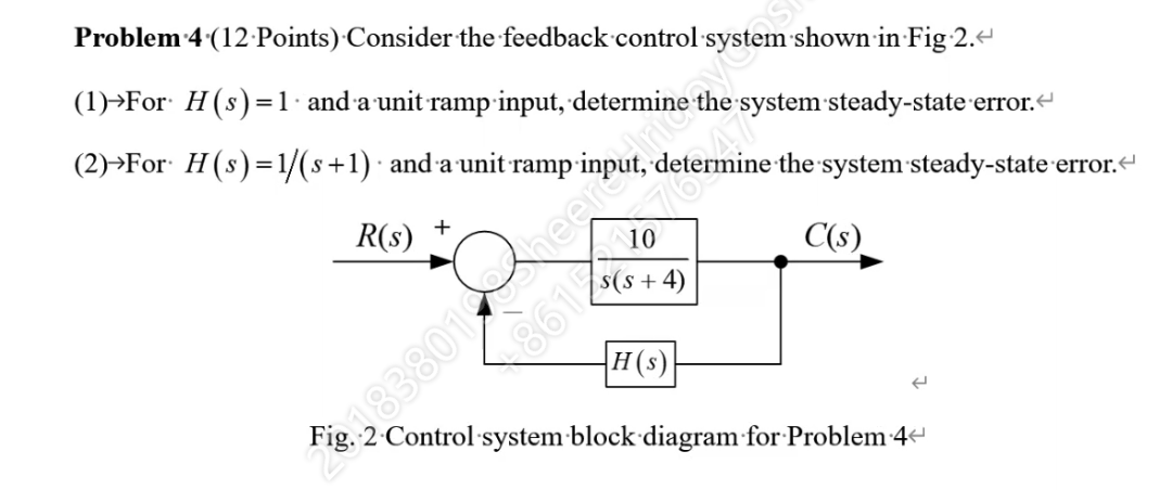 Solved Problem 4 (12 Points) Consider the feedback control: | Chegg.com