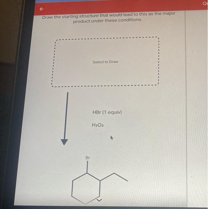 Draw the starting structure that would lead to this as the major product under these conditions.