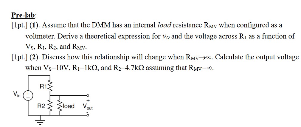 Solved [1pt.] (1). ﻿Assume that the DMM has an internal load | Chegg.com
