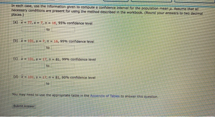 Solved In each case, use the information given to compute a | Chegg.com