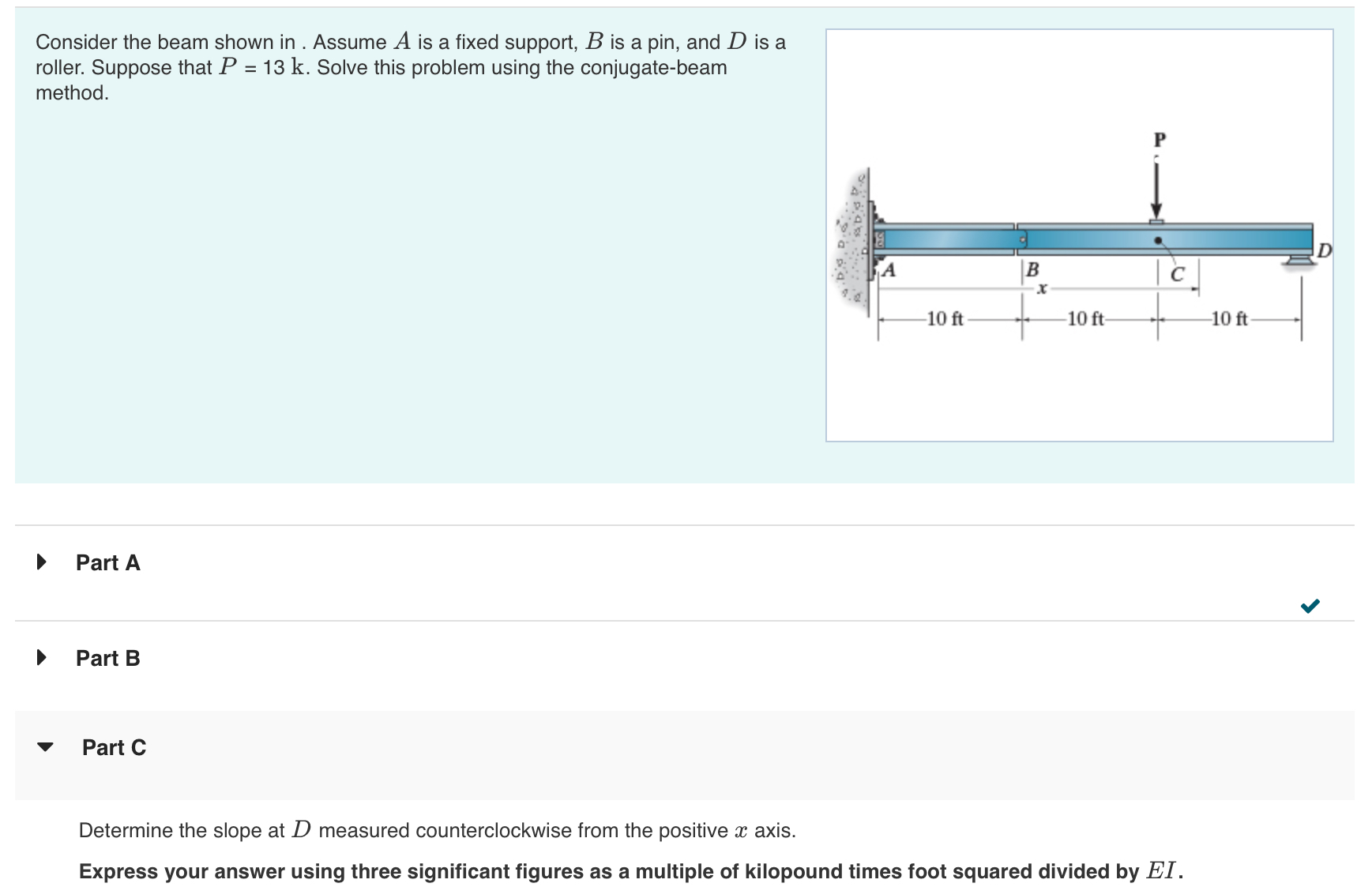 Solved Consider the beam shown in . ﻿Assume A ﻿is a fixed | Chegg.com