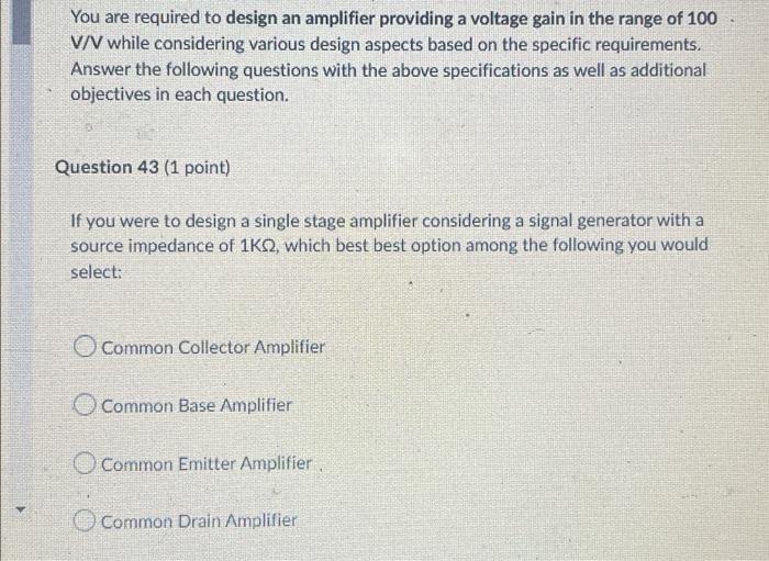 Solved You are required to design an amplifier providing a | Chegg.com