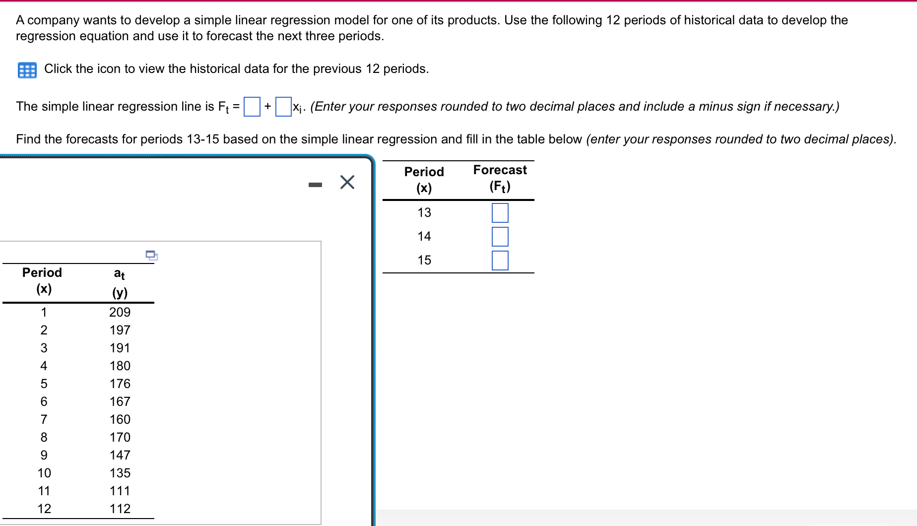 Solved A company wants to develop a simple linear regression | Chegg.com
