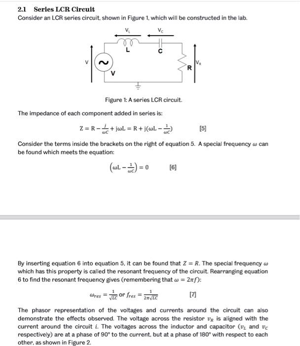 Solved 2.1 Series LCR Circuit Consider An LCR Series Circ...