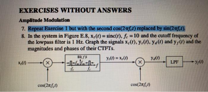 Solved EXERCISES WITHOUT ANSWERS Amplitude Modulation 7. | Chegg.com