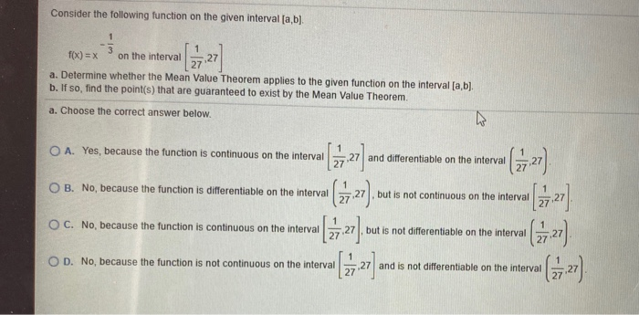 Solved Consider the following function on the given interval | Chegg.com