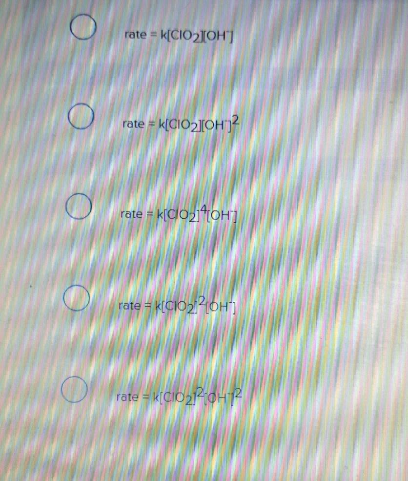 Solved Chlorine dioxide reacts in basic water to form