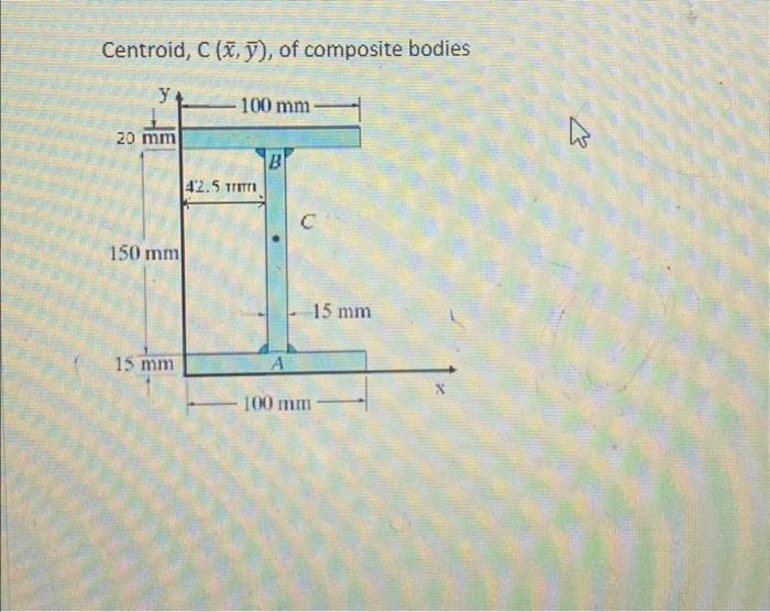 Centroid, \( \mathrm{C}(\bar{x}, \bar{y}) \), of composite bodies