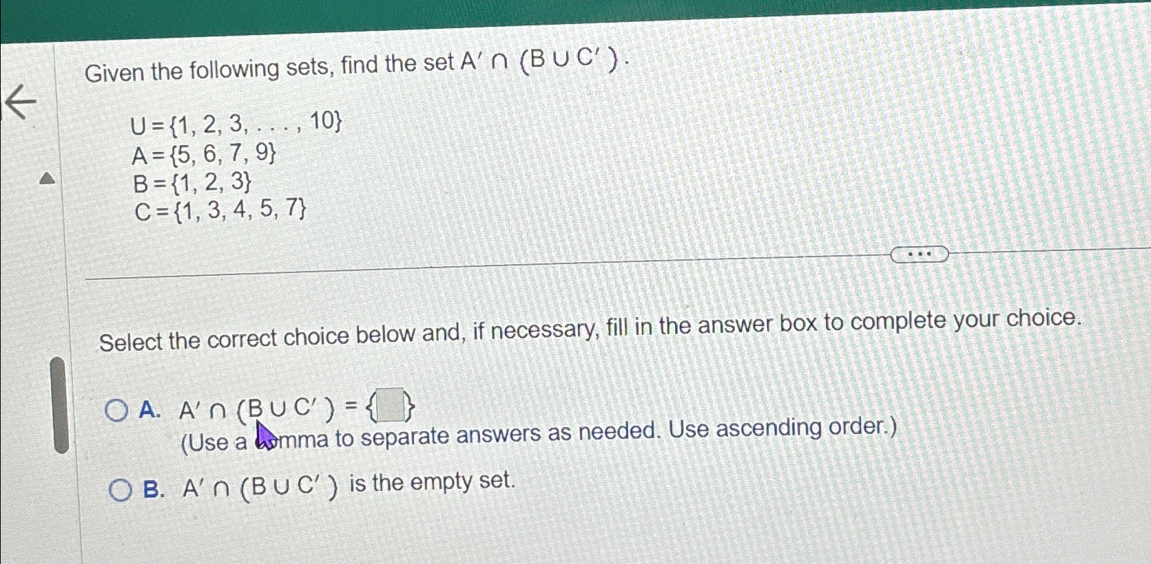 Solved Given The Following Sets, Find The Set | Chegg.com