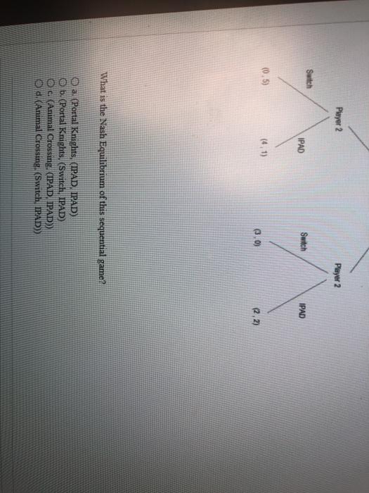 Solved QUESTION 38 Consider the following sequential game. | Chegg.com