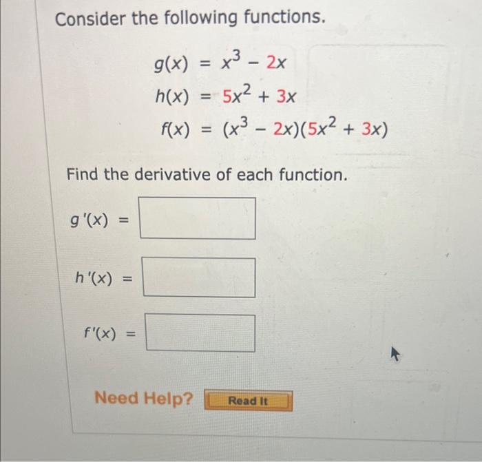 Solved Consider The Following Functions. | Chegg.com