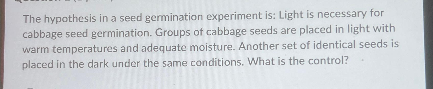 hypothesis on seed germination