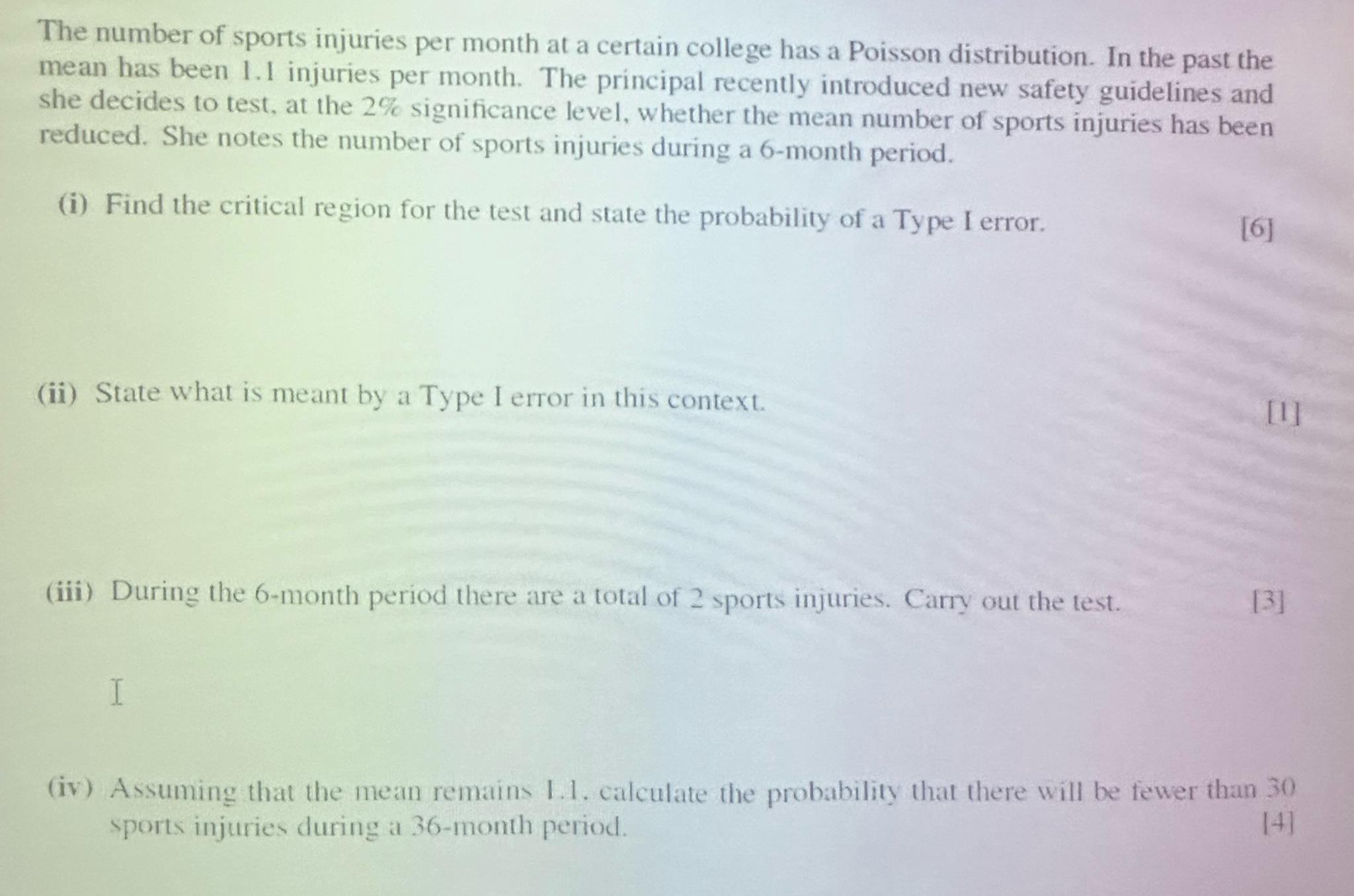 Solved The number of sports injuries per month at a certain | Chegg.com