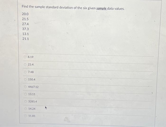 Solved Find the mean for the sample data. Last year, nine | Chegg.com