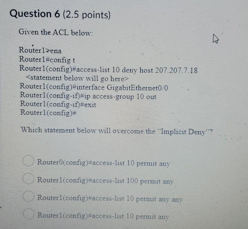 Solved Question 5 (2.5 points) The command | Chegg.com | Chegg.com