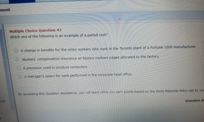 Solved Multiple Choice Question 06 Managerial accounting O | Chegg.com