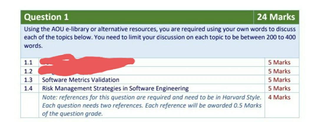 Solved Question 1 24 Marks Using the AOU e-library or | Chegg.com