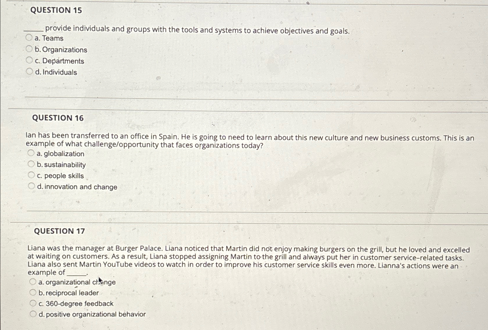 Solved QUESTION 15provide individuals and groups with the | Chegg.com