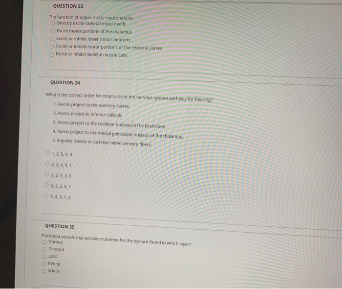 Solved QUESTION 33 The function of upper motor neurons is | Chegg.com