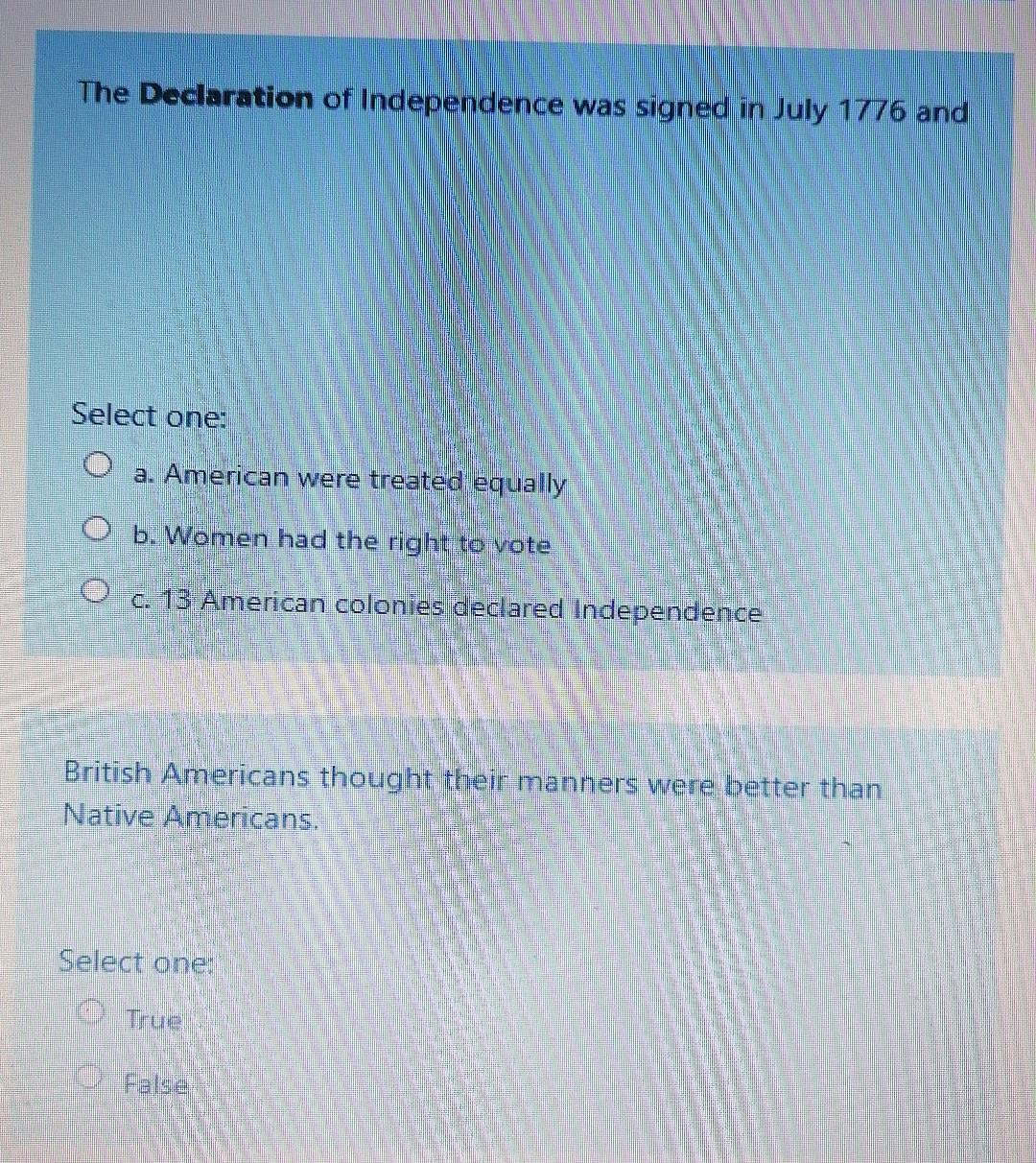 Solved The Declaration of Independence was signed in July | Chegg.com