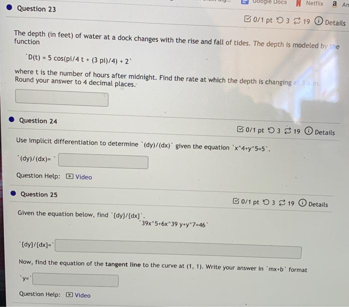 Solved Google Docs N Netflix A Ar Question 23 B0/1 Pt 5 3 3 | Chegg.com