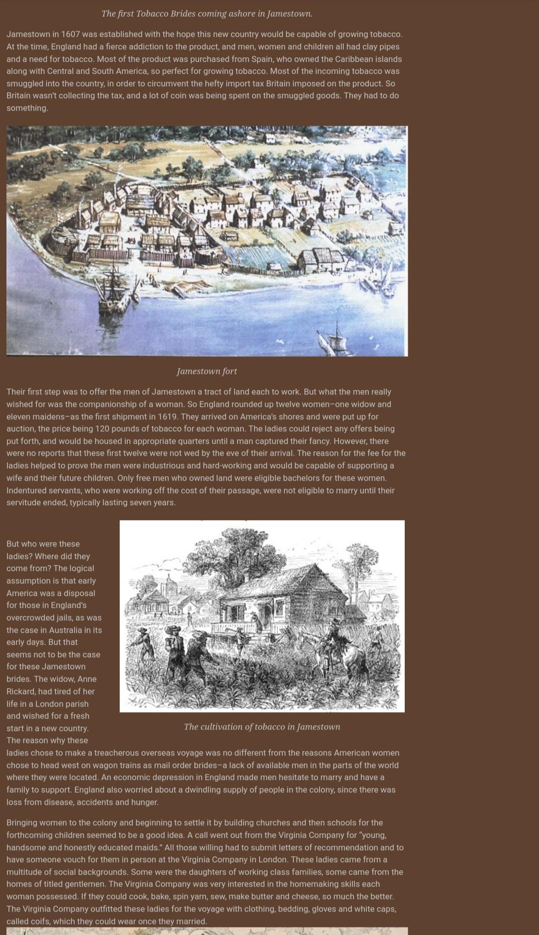 The first Tobacco Brides coming ashore in