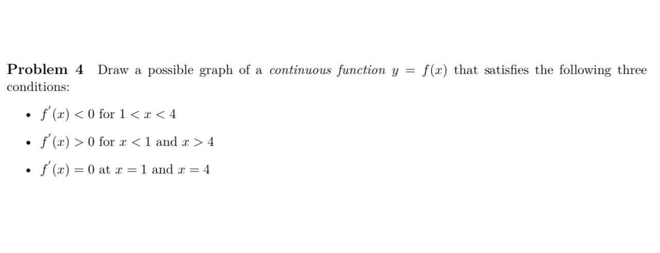 Solved Problem 4 ﻿Draw a possible graph of a continuous | Chegg.com