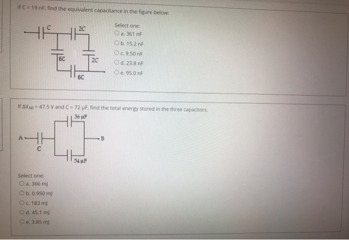 If C 19 Nf Find The Equivalent Capacitance In The Chegg Com