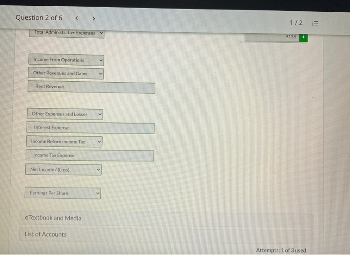 Solved Question 2 of 6 1/2 View Policies Show Attempt | Chegg.com