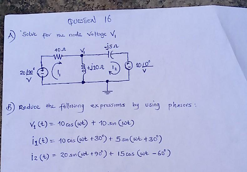 Solved A) Solve For The Node Voltage V1 B) Reduce The | Chegg.com