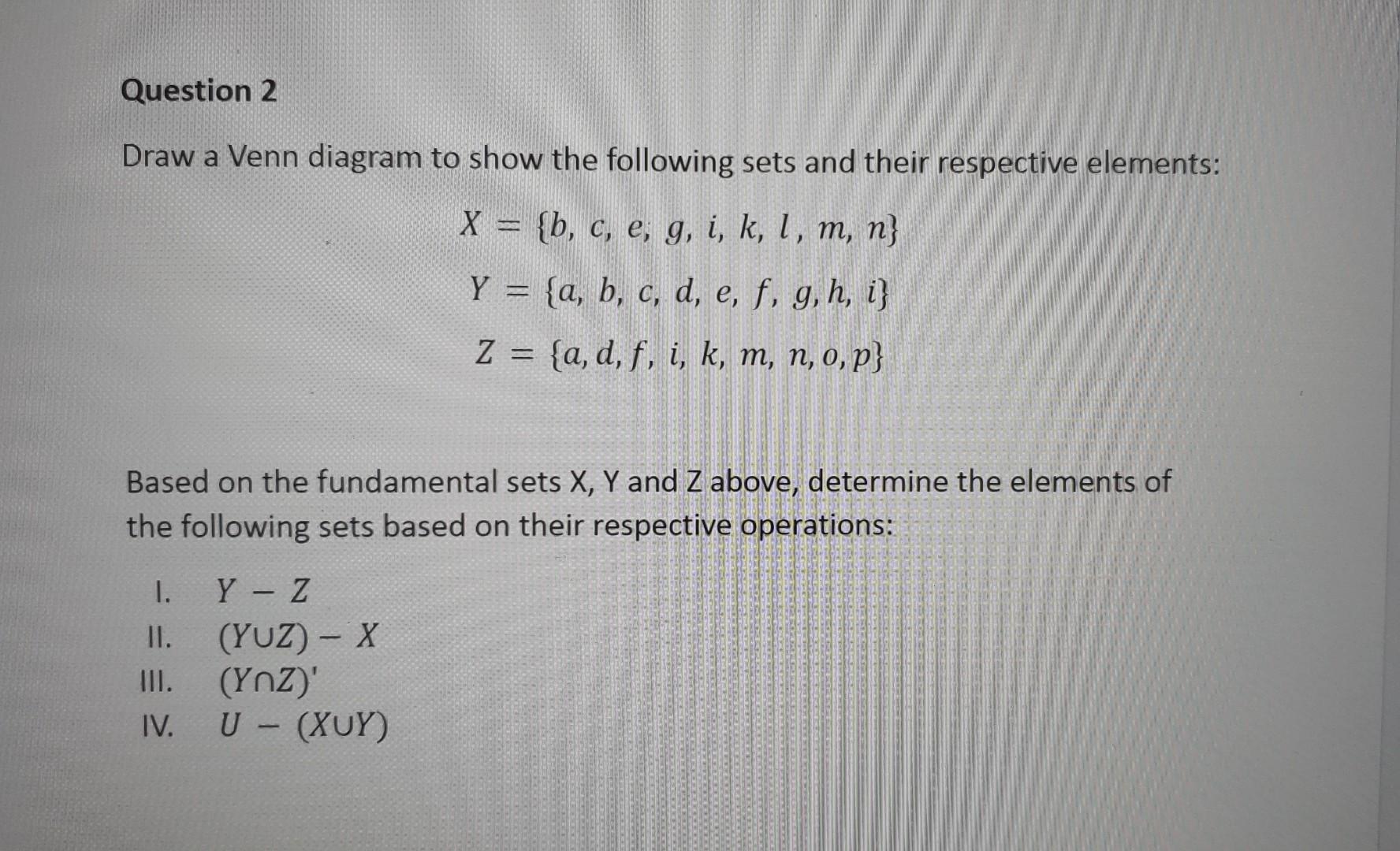 Solved Draw A Venn Diagram To Show The Following Sets And | Chegg.com