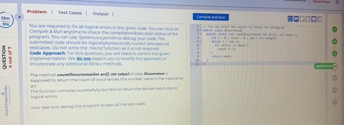 Solved Problem Test Cases Output Compile and Run 25 OH3000 1 | Chegg.com