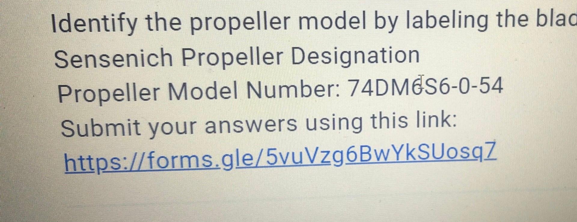 Identify the propeller model by labeling the blad | Chegg.com