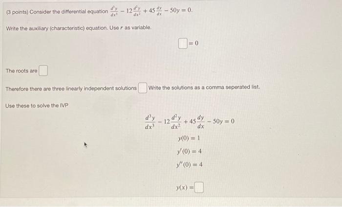 Solved (3 points) Consider the differential equation - 12 | Chegg.com