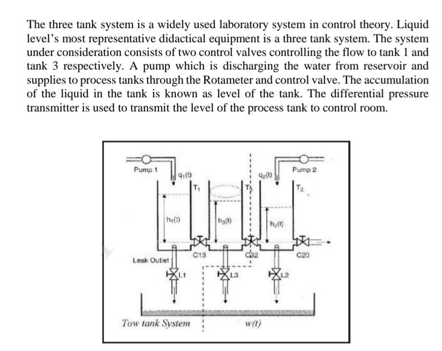 The three tank system is a widely used laboratory | Chegg.com