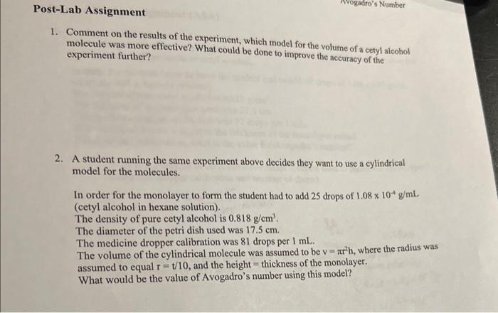 how to calculate avogadro's number experimentally