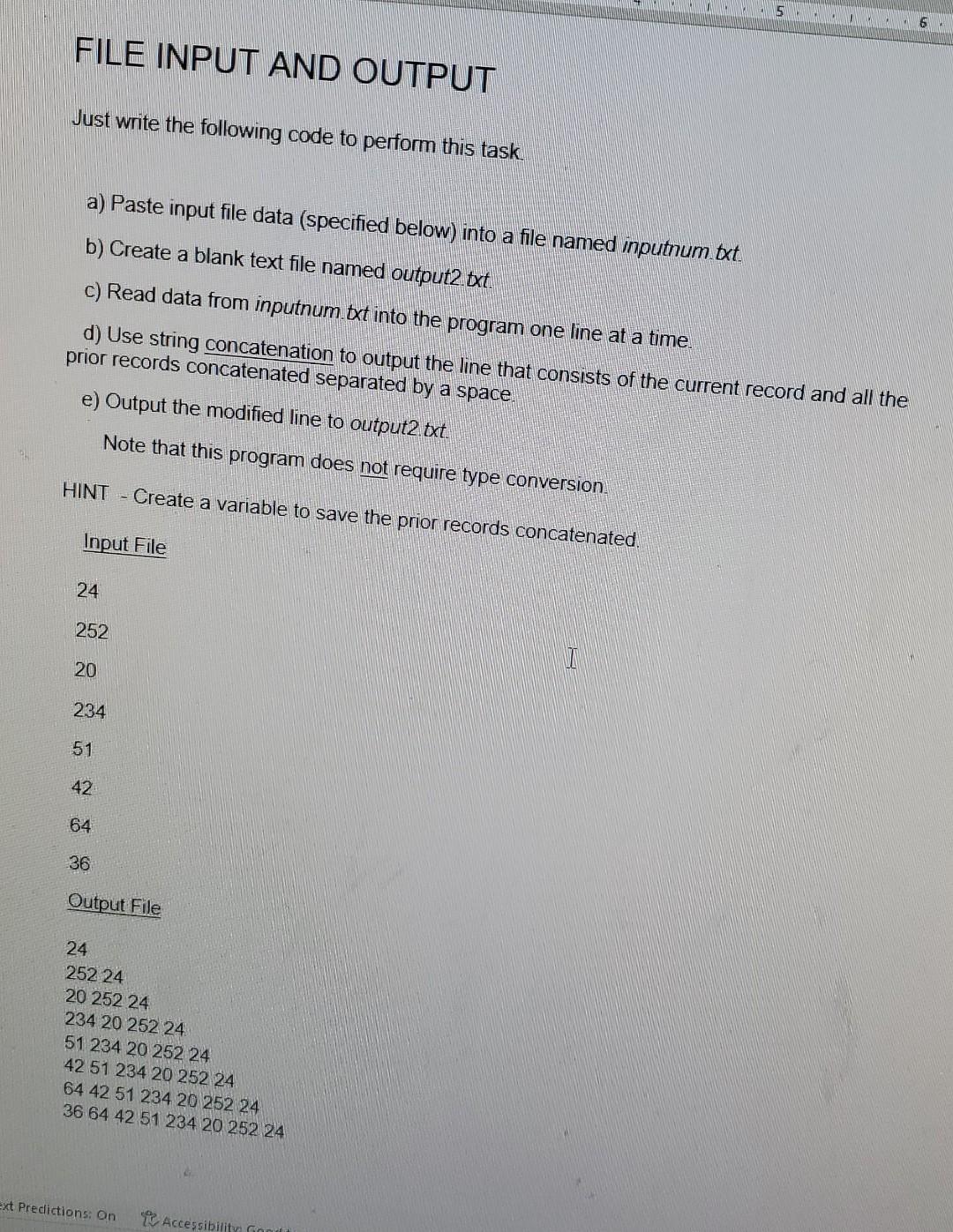 Solved 5 1 WA 6 FILE INPUT AND OUTPUT Just write the | Chegg.com