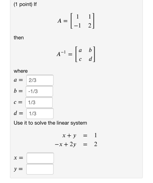 1 Point If A 1 2 Then B A 1 La Al D Where A Chegg Com