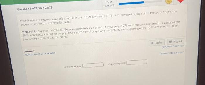 Solved 7/16 Correct Question 5 of 9. Step 2 of 2 The FBI | Chegg.com