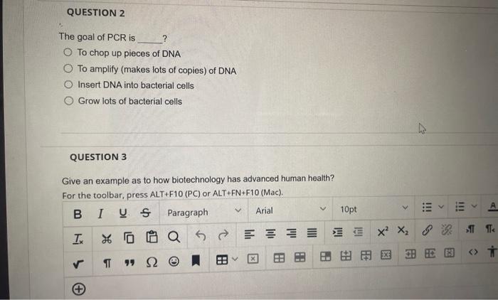 Solved The goal of PCR is ? To chop up pieces of DNA To | Chegg.com