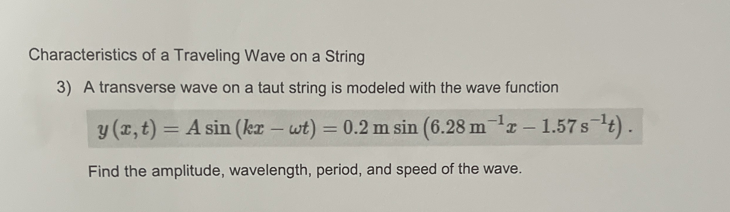 Solved Characteristics of a Traveling Wave on a StringA | Chegg.com