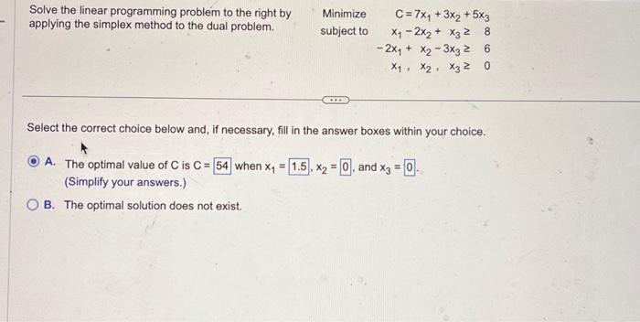 Solved Solve the linear programming problem to the right by | Chegg.com