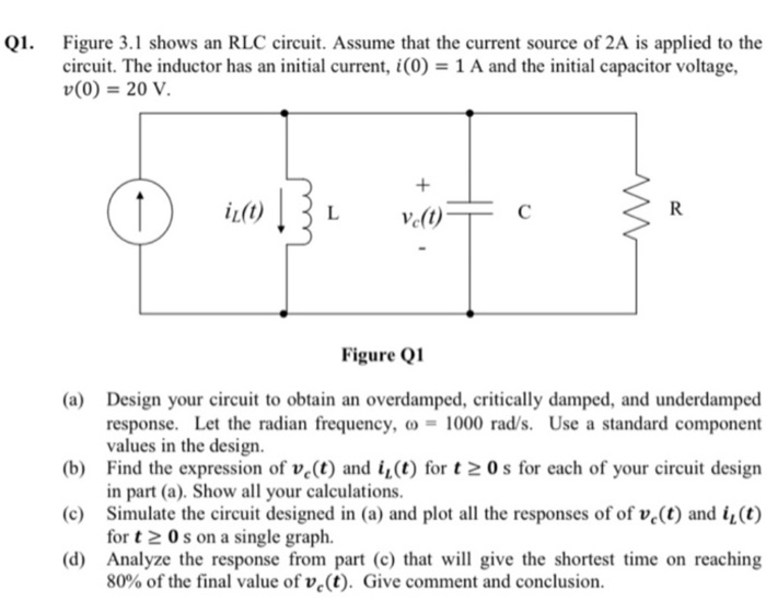 Solved Q1. Figure 3.1 shows an RLC circuit. Assume that the | Chegg.com