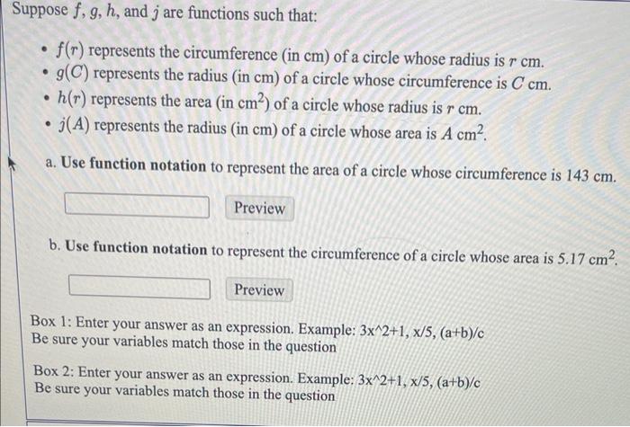 Solved - f(r) represents the circumference (in cm ) of a | Chegg.com