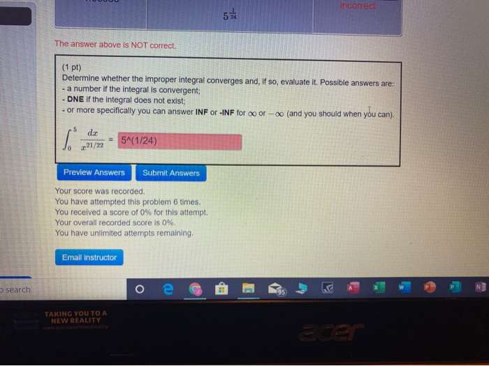 Solved Incorrect The answer above is NOT correct. (1 pt) | Chegg.com