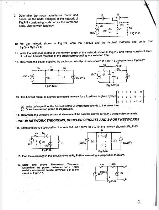 Solved 9 Determine The Nodal Admittance Matrix And Hence