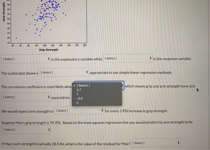 Solved The grip strength (in PSI) and arm strength (in LBS) | Chegg.com