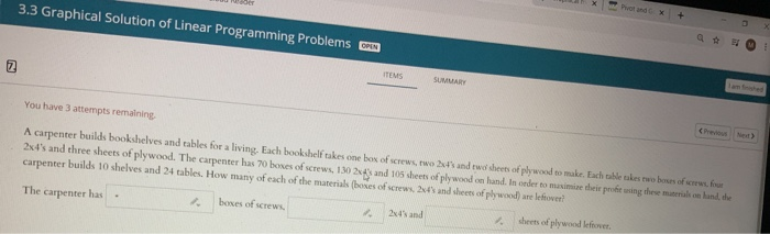 Solved 3.3 Graphical Solution of Linear Programming Problems | Chegg.com
