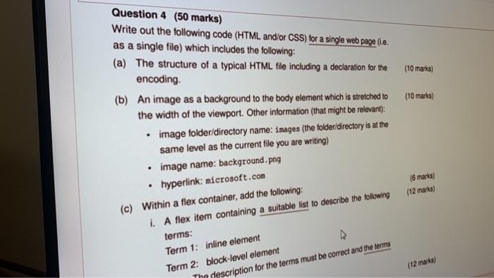 Solved Question 4 (50 marks) Write out the following code | Chegg.com