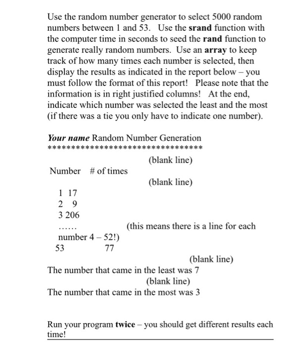 Solved Use The Random Number Generator To Select 5000 Random | Chegg.com